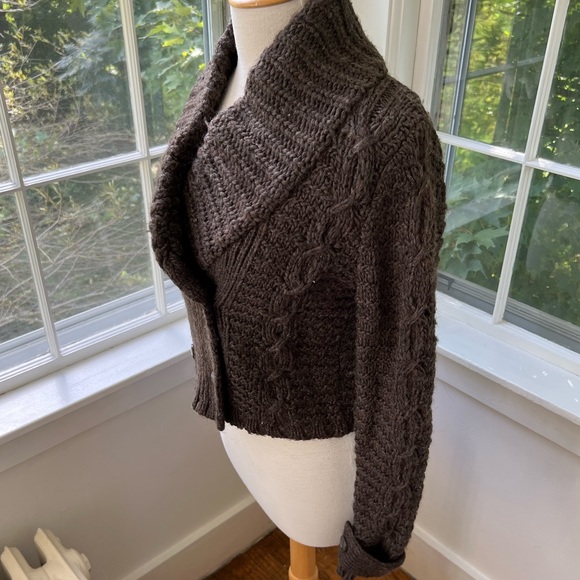 LOFT soft thick chunky wrap cardigan with large collar - Picture 4 of 9